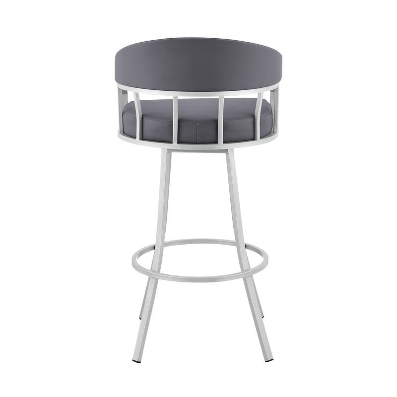 Palmdale Faux Leather and Metal Upholstered Swivel Counter or Bar Stool