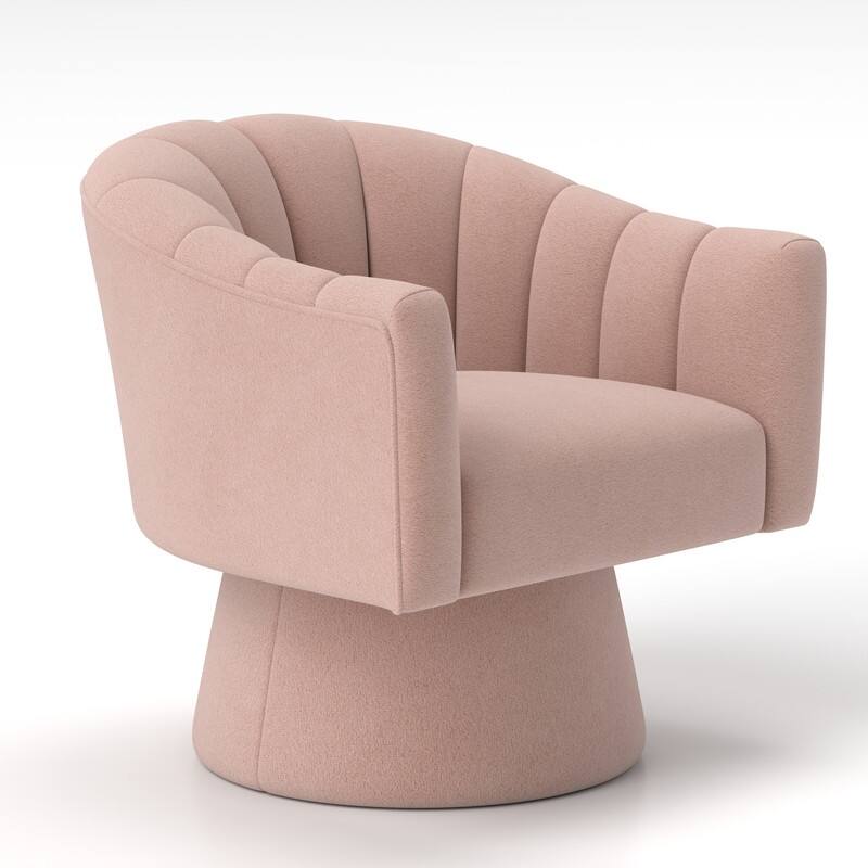 SEYNAR Modern Glam Velvet Upholstered Round Swivel Accent Arm Barrel Chair for Living Room