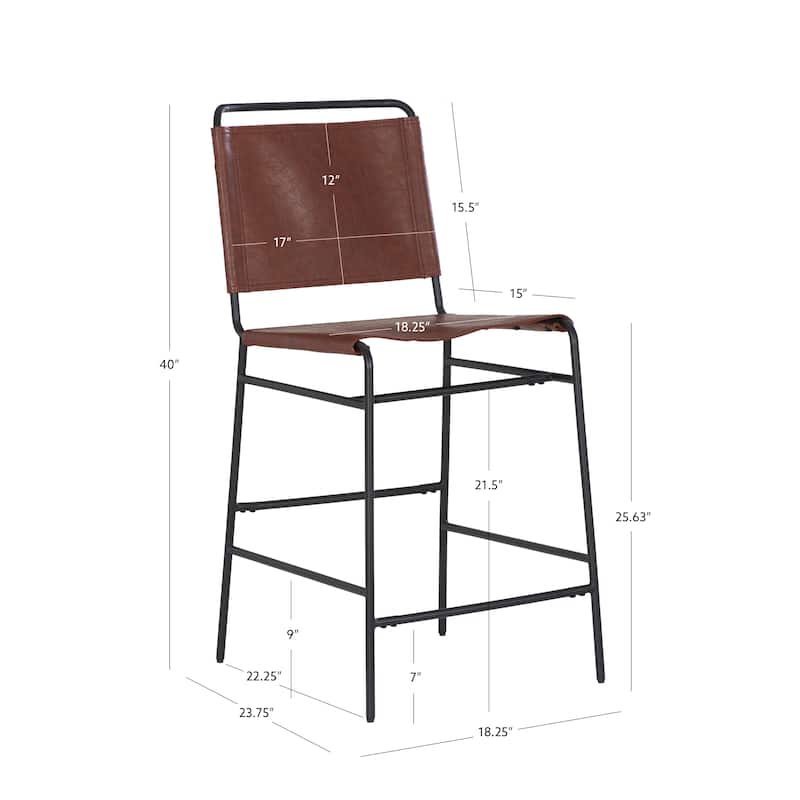 Leffler Metal Faux Leather 25.5-Inch Counter Stool