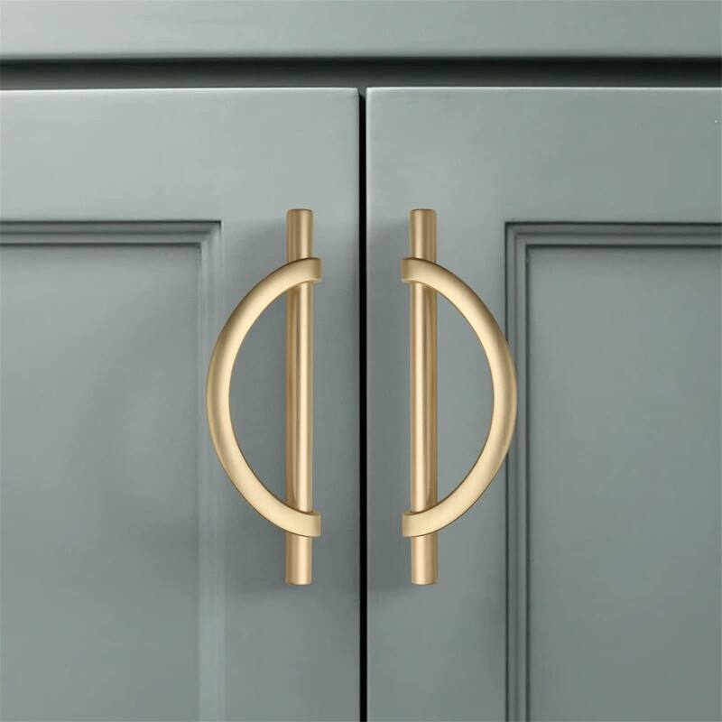 10 Pack Cabinet Pulls 5 Inch - 1"L x 1"W - Brushed Gold