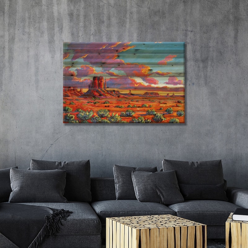 Monument Valley Sunset Print On Wood by Patty Baker - Multi-Color