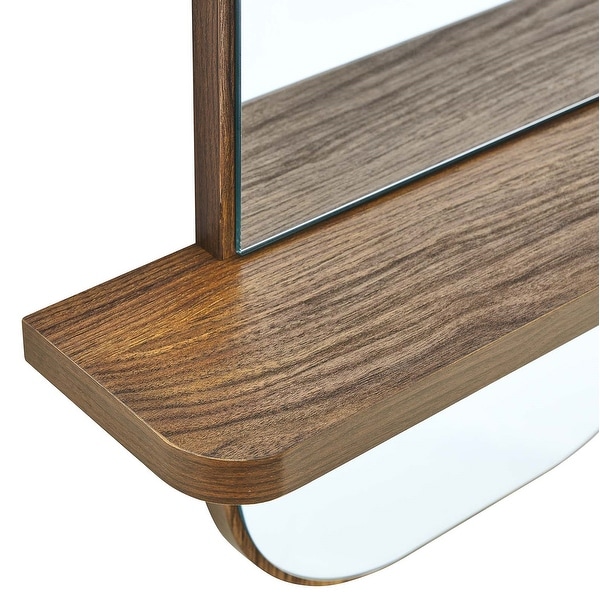 Hester Modern Walnut Wall Mirror with Shelf - Bed Bath & Beyond