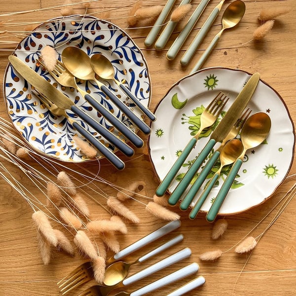 slide 2 of 35, Mepra Fantasia Ice Gold Flatware Set 20-Pieces - Cobalt