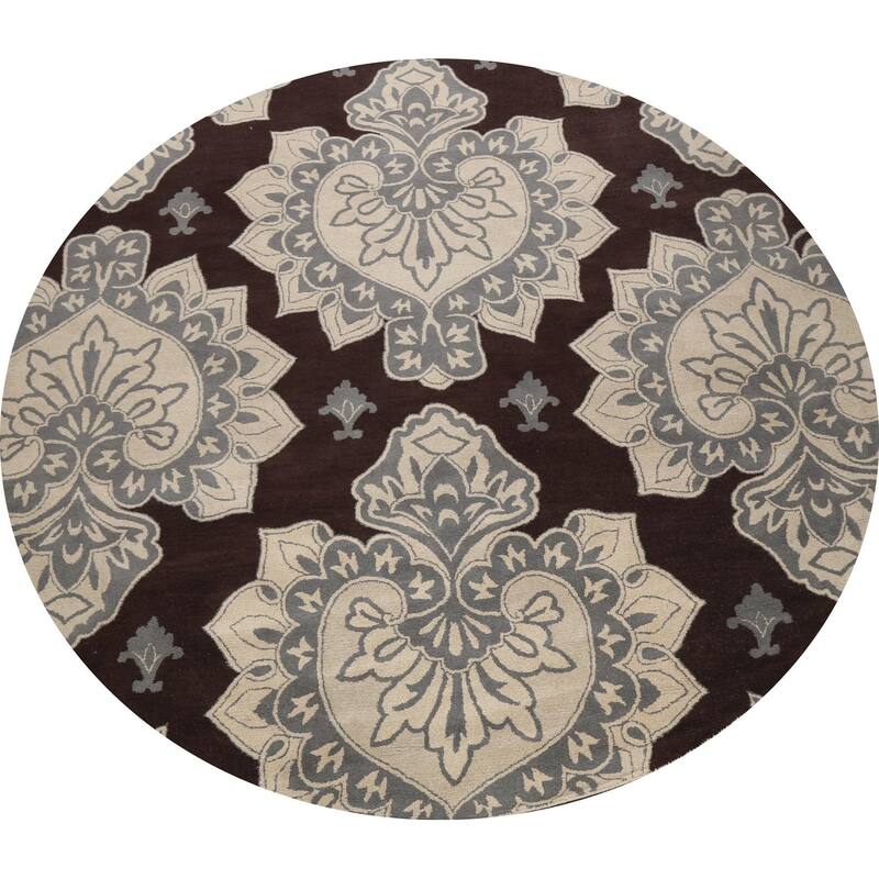 Brown Floral Oriental Dining Room Area Rug Handtufted Wool Carpet 10