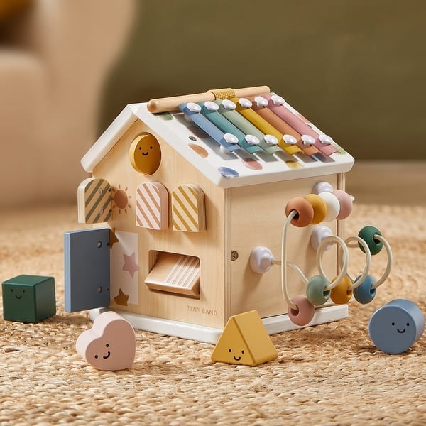slide 2 of 8, Tiny Land® Cottage Activity Cube - Morandi Birth - 12 Months
