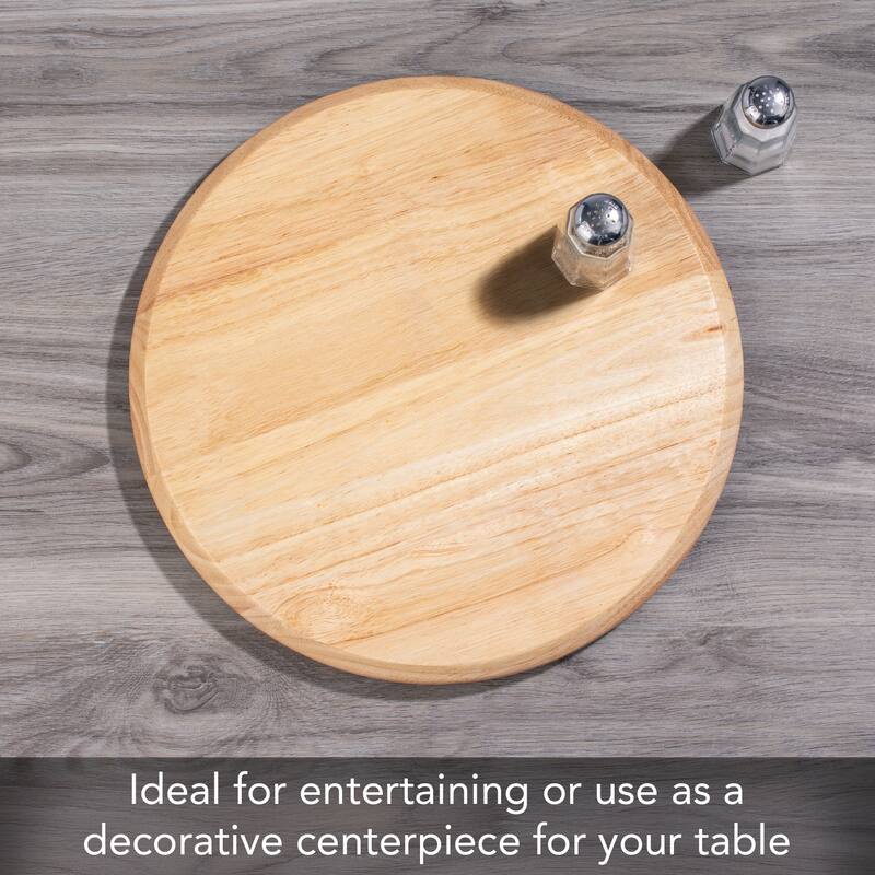 Rubberwood Round Wood Lazy Susan Turntable 14" Diameter for Serving Kitchen Organization Condiment Caddy