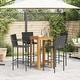 preview thumbnail 37 of 46, vidaXL 5 Piece Patio Bar Set Gray Solid Wood Acacia and Poly Rattan - 23.6" x 23.6" x 41.3"