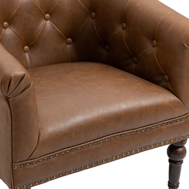 Alina Modern Tufted Tub Barrel Faux Leather Accent Chair