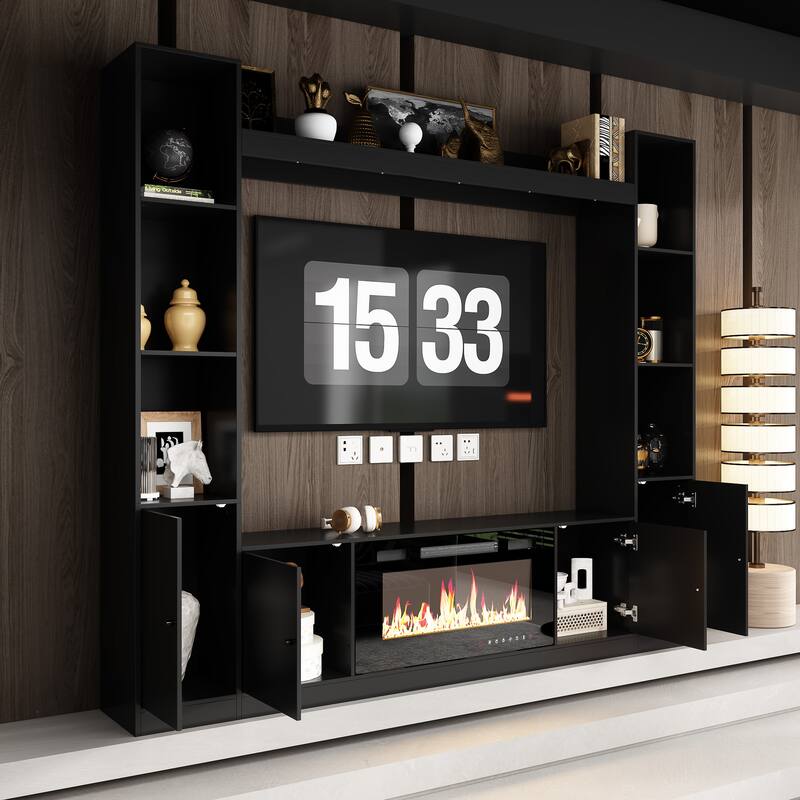 Media Console w/Fireplace Niche Contemporary Living Room Furniture