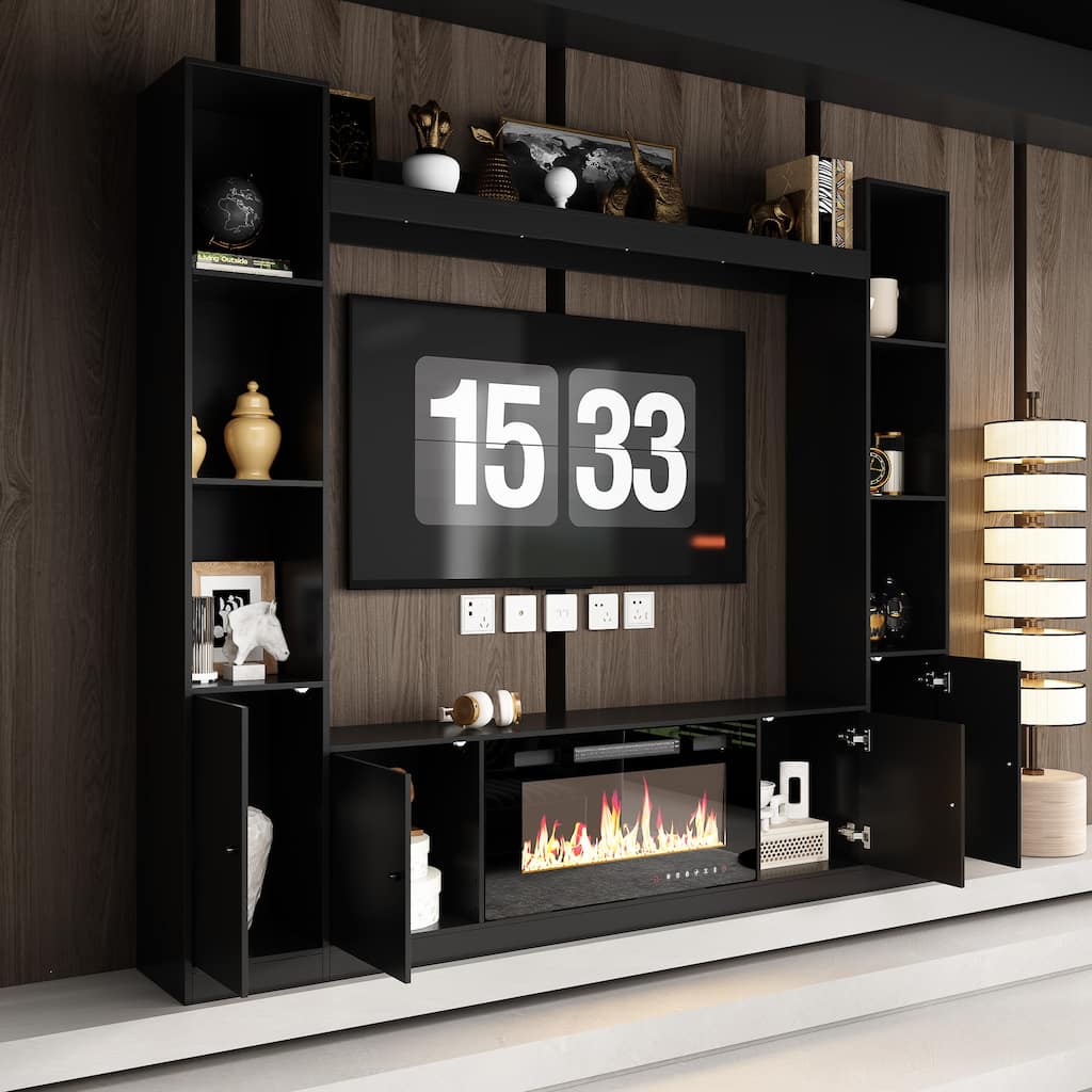 TV Stand/Electric Fireplace Ensemble Cozy Stylish Living Room Solution