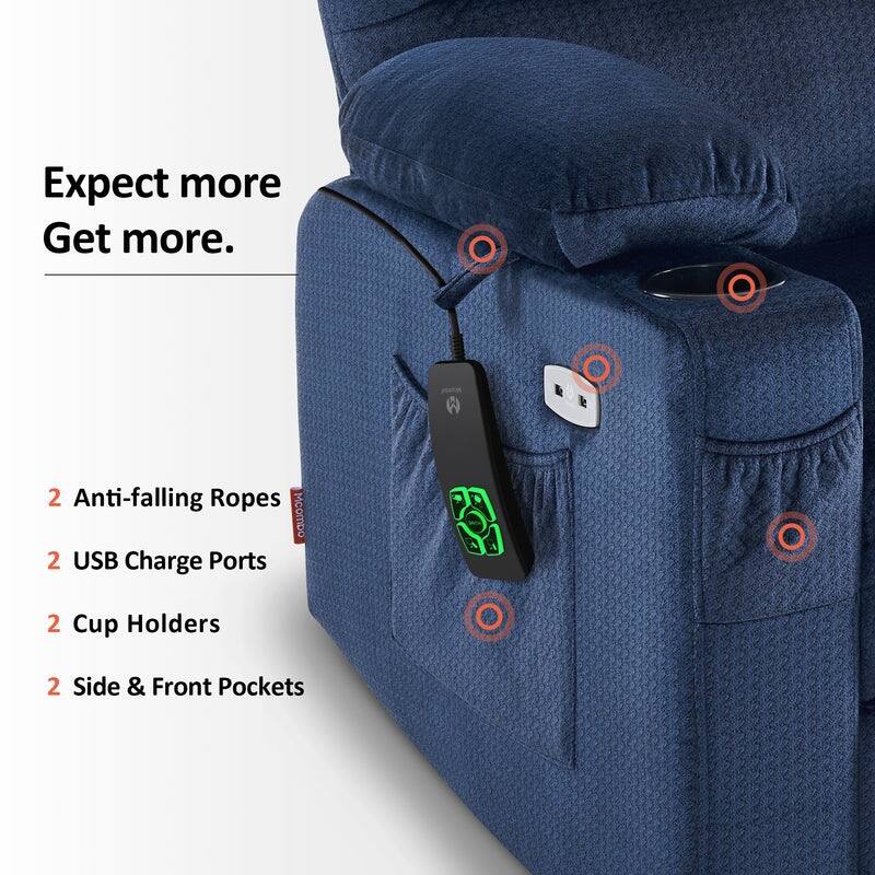 MCombo Dual Motor Power Lift Recliner Chair for Elderly, Massage and Heat, Fabric 7680