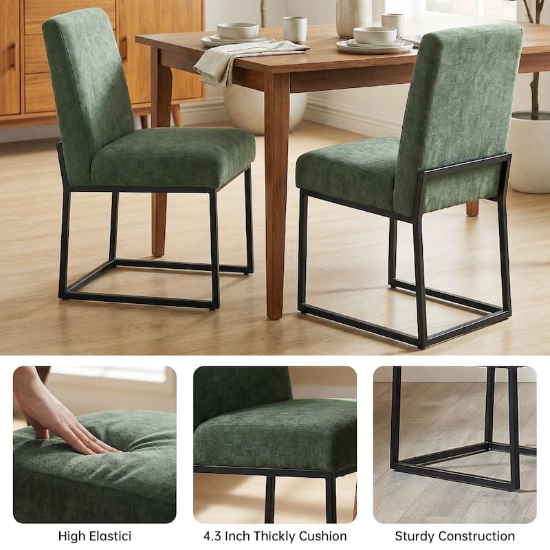 Mid Century Modern Dining Chair with Black Metal Legs