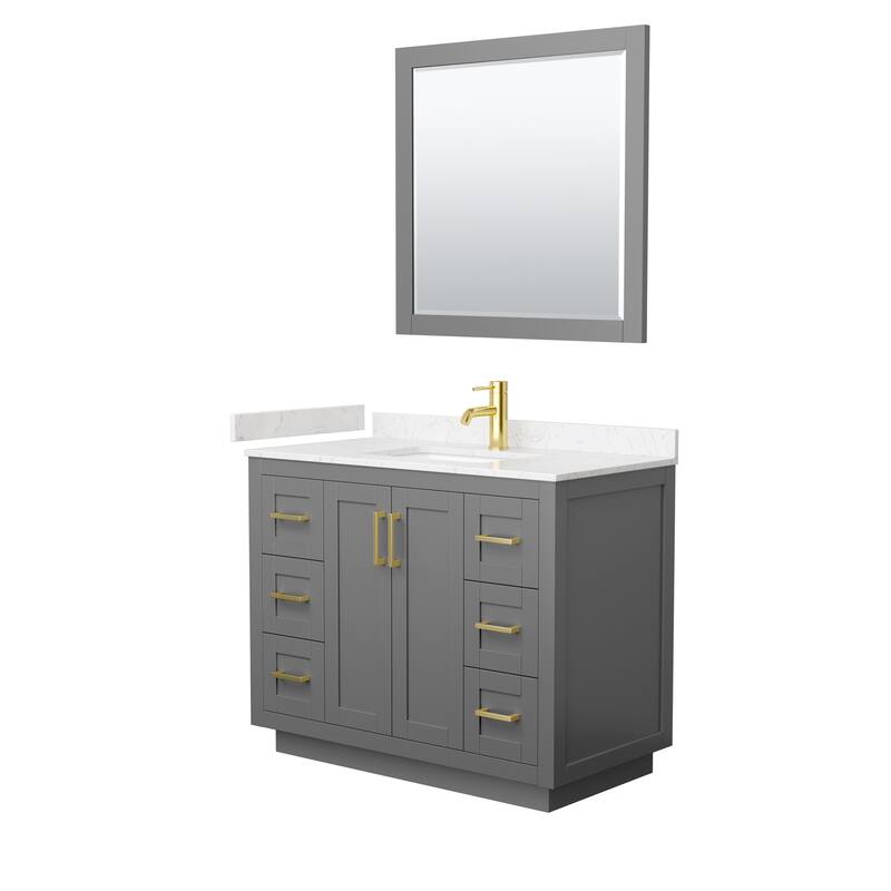Miranda Single Vanity Set, Cultured Marble Top, 34-Inch Mirror