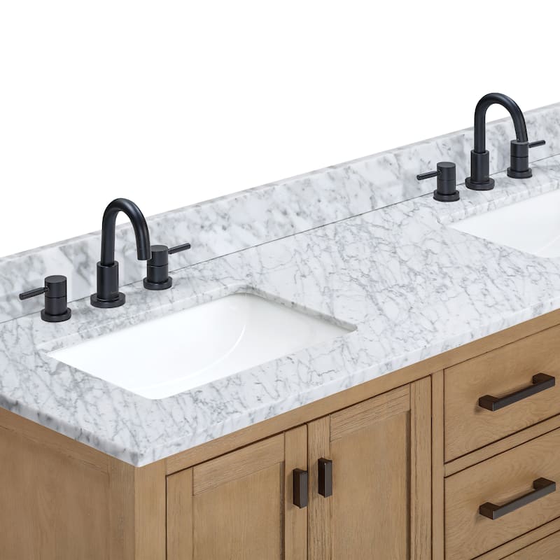 Avanity Modero 61 in. Double Vanity Combo in Matte Black finish and Carrara White Marble Top