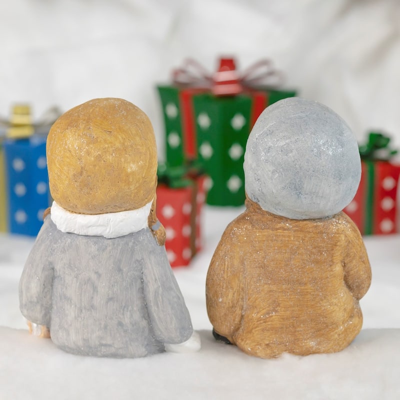 Set of 2 Sitting Tushka with Books - 8.25"x8.25"x17.25"T