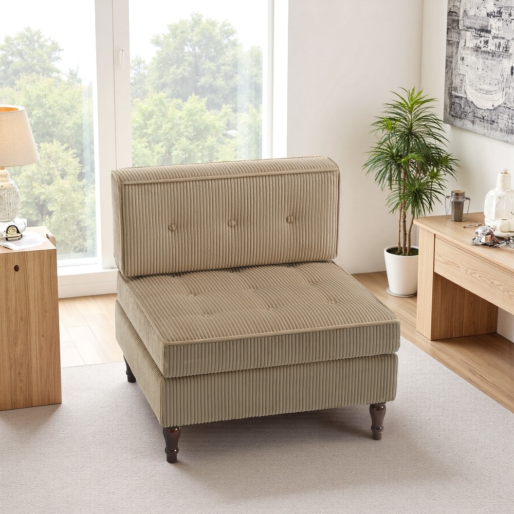 Modern Corduroy Corner Armchair Armless Chair sofa