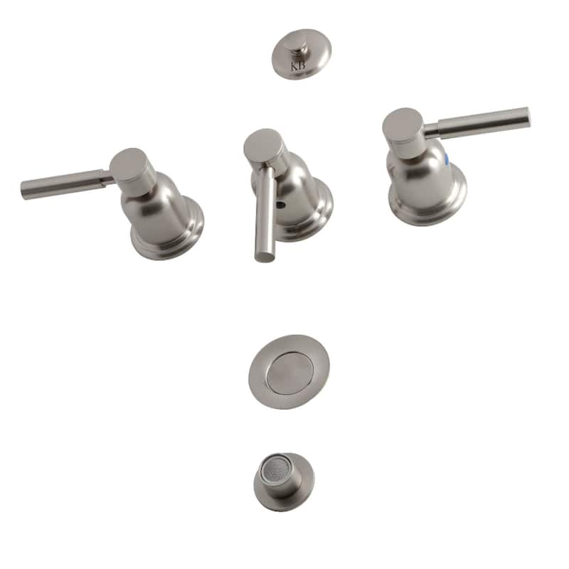 Kingston Brass Concord 1.5 GPM Widespread Bidet Faucet with 3 Lever - Brushed Nickel