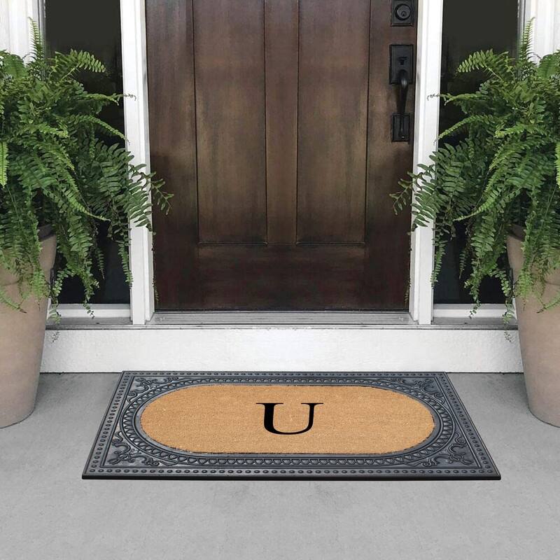 A1HC First Impression Carson Rubber and Coir 24" X 39", Heavy Duty, Easy to Clean Outdoor Monogrammed Doormat