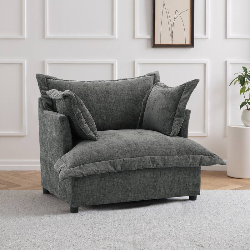 Upholstered Chenille Arm Club Chair Cloud corner cahir - Dark Grey - Arm Chairs
