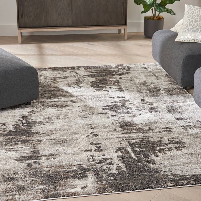 American Manor Modern Abstract Area Rug - 5'3" x 7'3" - Iv/Mocha - Rectangle
