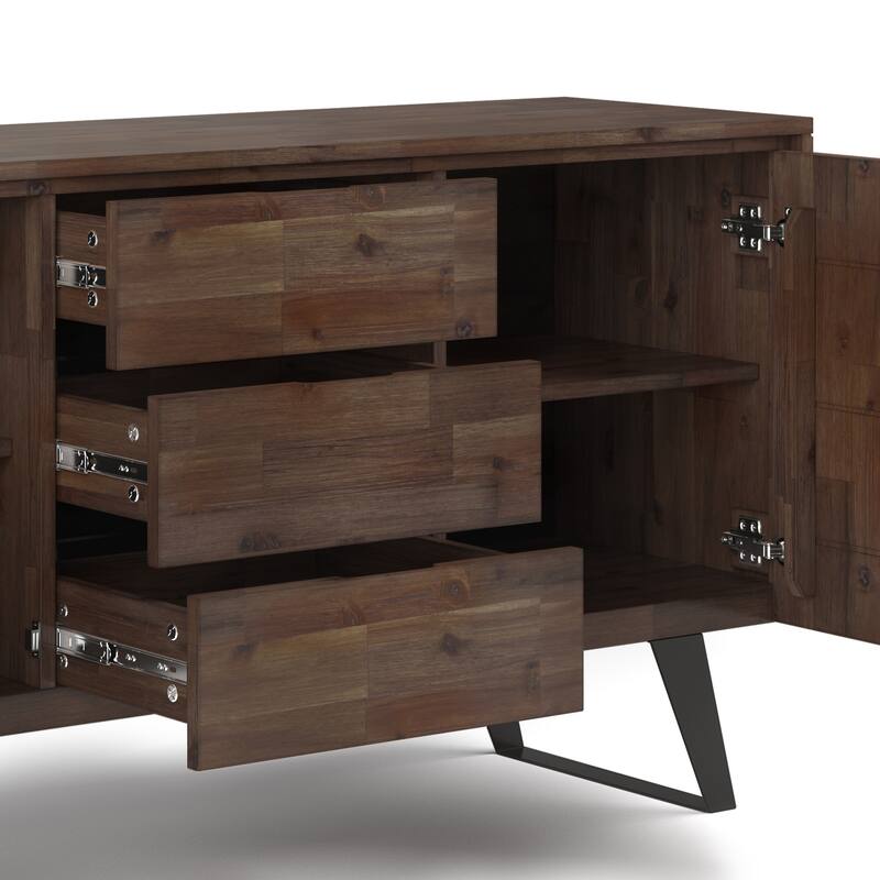 WYNDENHALL Mitchell Metal 60 inch Wide Rectangle Modern Industrial Sideboard Buffet in OAK WOOD - 60'' x 17'' x 30