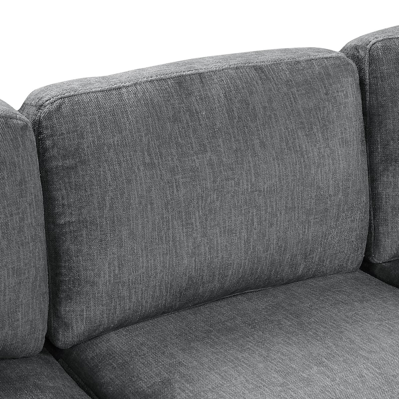 111.8" Chenille U-Shaped Sectional Sofa with Storage Ottoman (6-Seat)