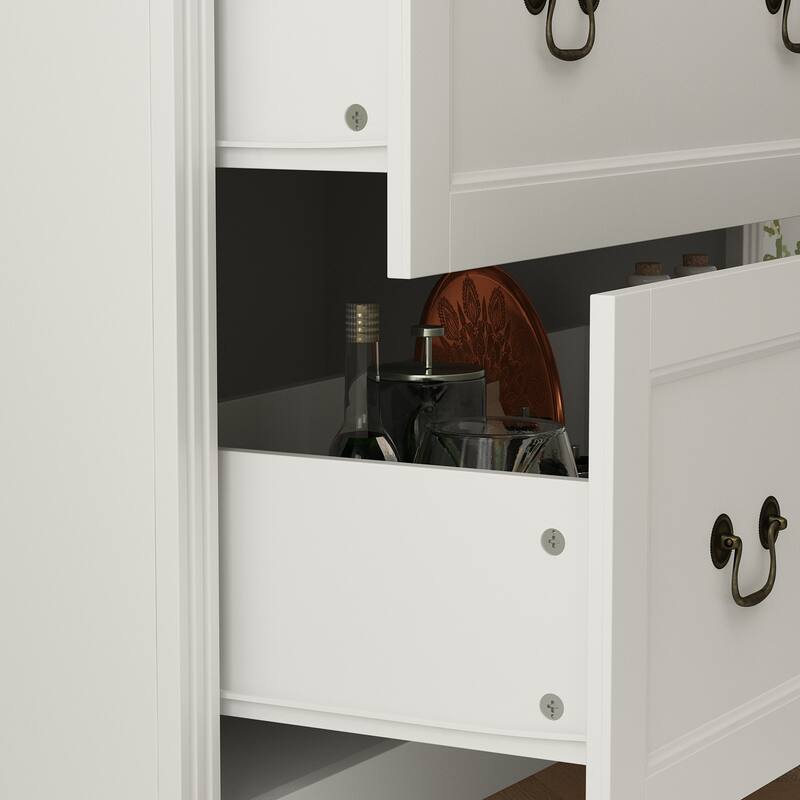 78.7" Combo Buffet Bookcase Storage Cabinet Glass Bookshelf Display