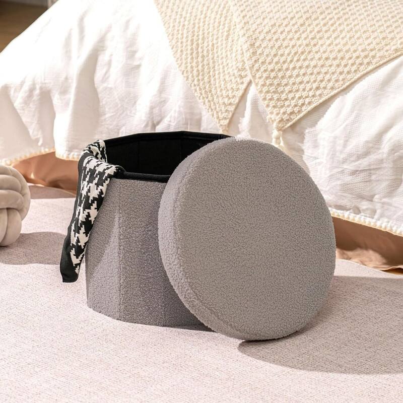Round Ottomans with Storage Foot Stool Footrest