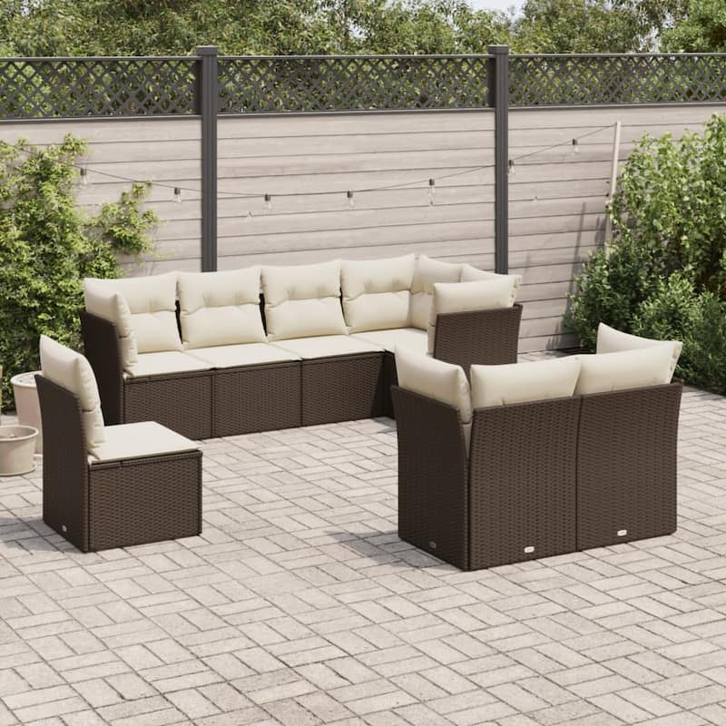 vidaXL Garden Sofa Set Brown, Cream white - 24.4 x 24.4 x 27.2