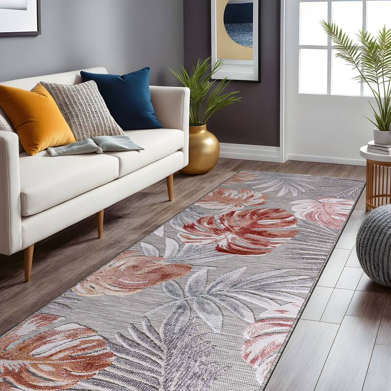Beverly Rug Equator Leaf Botanical Indoor Outdoor Area Rug