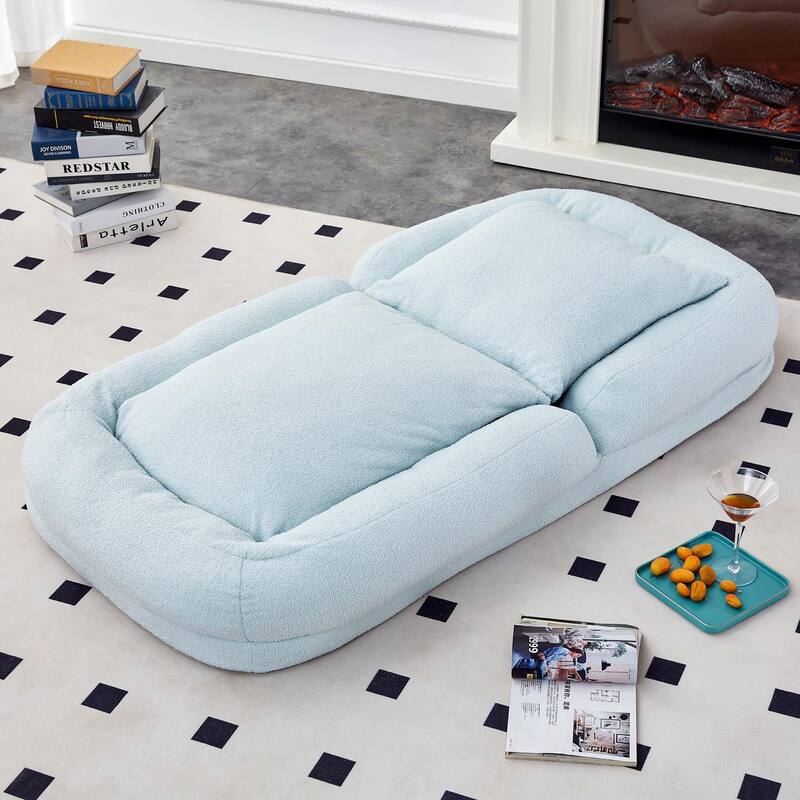 Folding Sofa Chair with 5 Adjustable Positions, Plush Floor Lounge Chair
