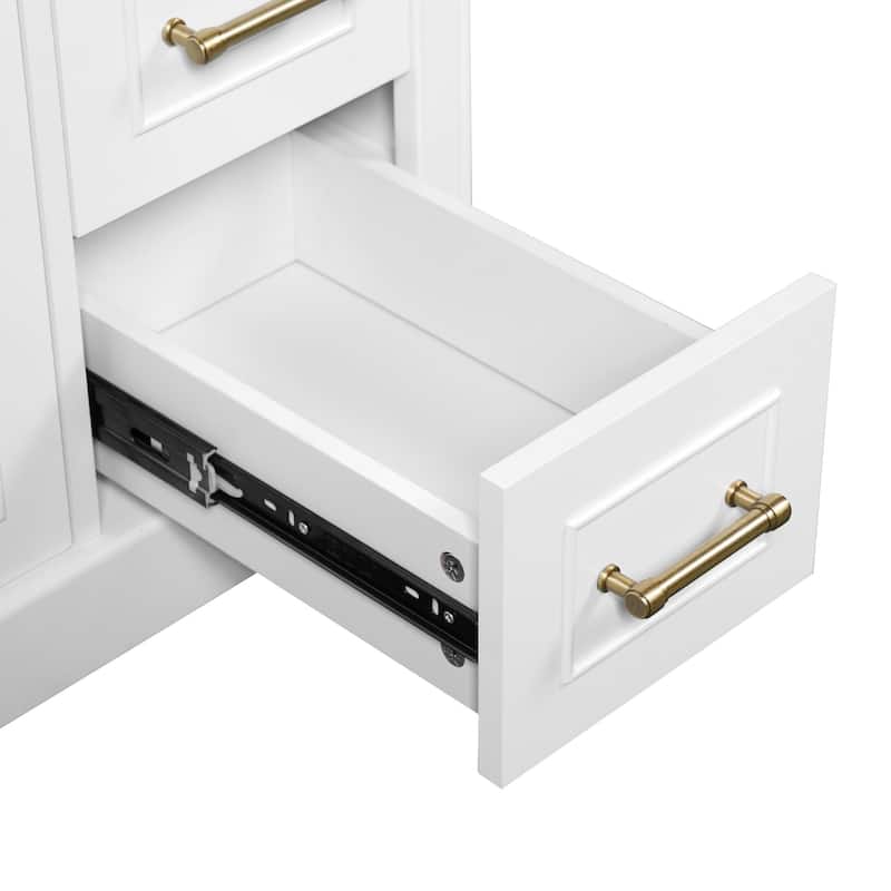 36" Luxury Elegant Bathroom Vanity with Ceramic Sink,Soft Closing Doors,4 Durable Smooth Soft-close Drawers,1 Adjustable Shelf