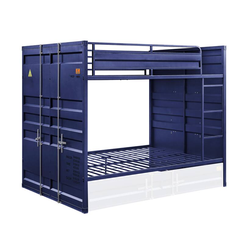 Kamloops Full over Full Bunk Bed with Built-in Ladder - Blue