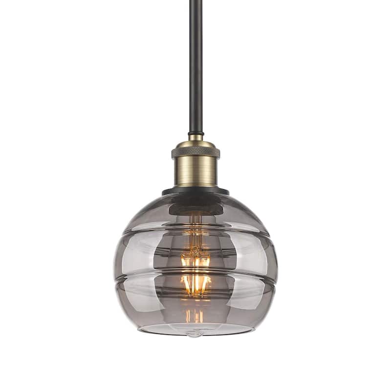 Innovations Lighting 516-1S-8-6 Rochester Pendant Rochester 6" Wide - Black Antique Brass / Light Smoke