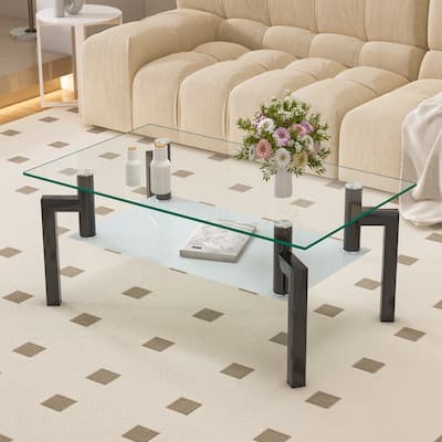 Rectangle Glass Clear Coffee Table Side Center Tables