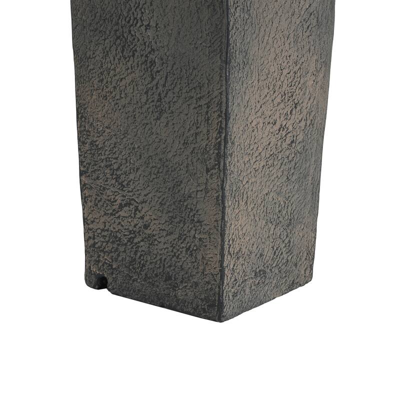 Roomfitters 25.5" Minimalist Modern Column Outdoor Fountain with LED Lights, Concrete Tiered Water Curtain for Patio, Gray