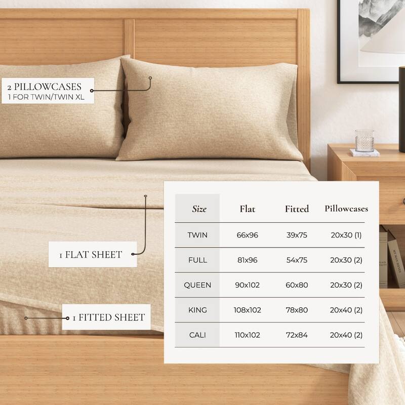 Linery & Co. Cotton Blend Double-Brushed Heathered Flannel Bed Sheet Set