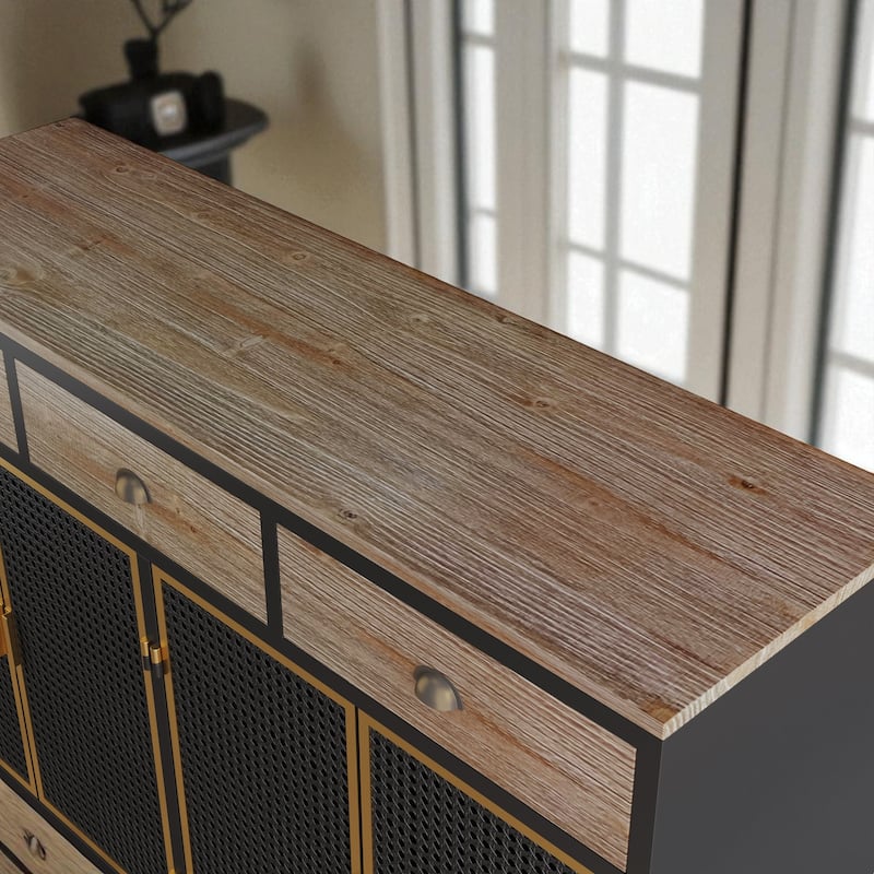 48" Modern Sideboard Buffet Cabinet with 4 Doors & 3 Drawers, Freestanding Storage for Entryway/Office/Bedroom
