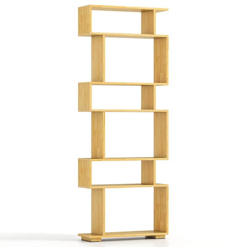 Costway 6-tier Storage Bookshelf S-shaped Geometric Bookcase with - See Details