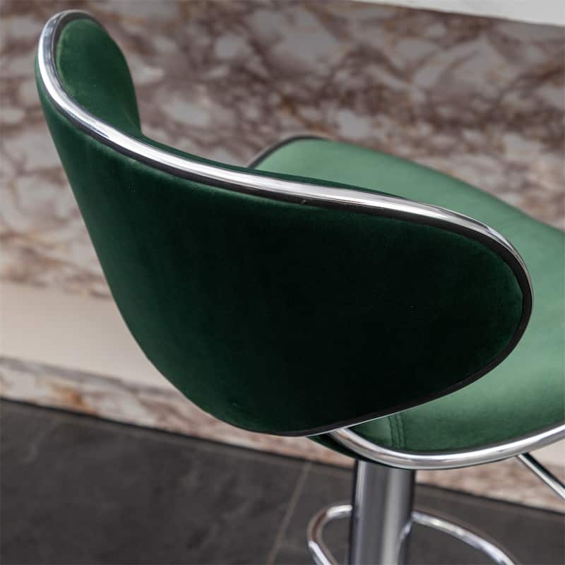 Velvet Upholstered Adjustable Swivel Barstool (Set of 2)