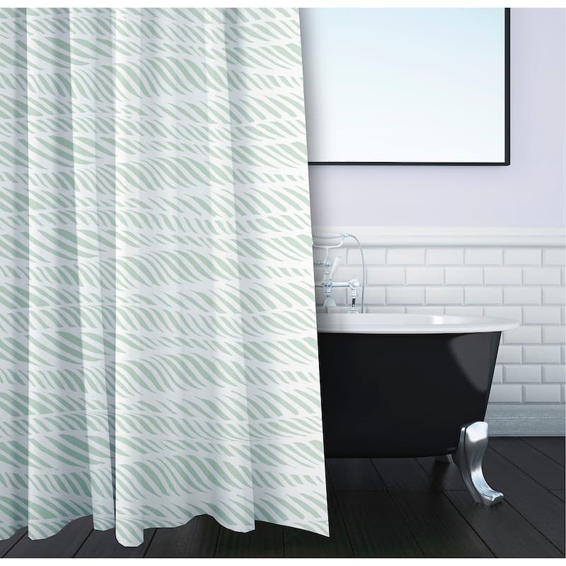 Rolling Waves Geometric Print Shower Curtain