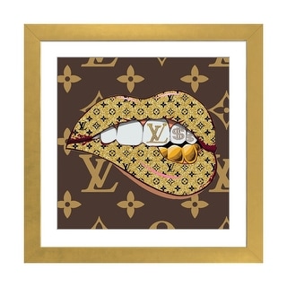 Louis Vuitton Dripping Gold Lips Framed Art Print
