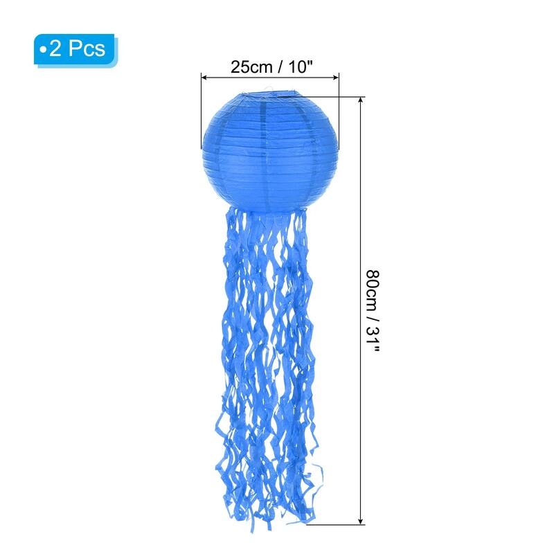 2Pcs 31x10in Jellyfish Paper Lantern for Festivals Party Decorations - 31x10inch - Navy Blue