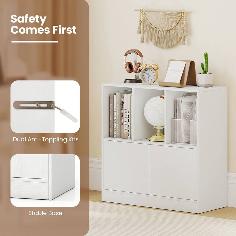 Costway 1/2 PCS Cube Bookcase with Doors, Open Compartments & Cabinet, - See Details