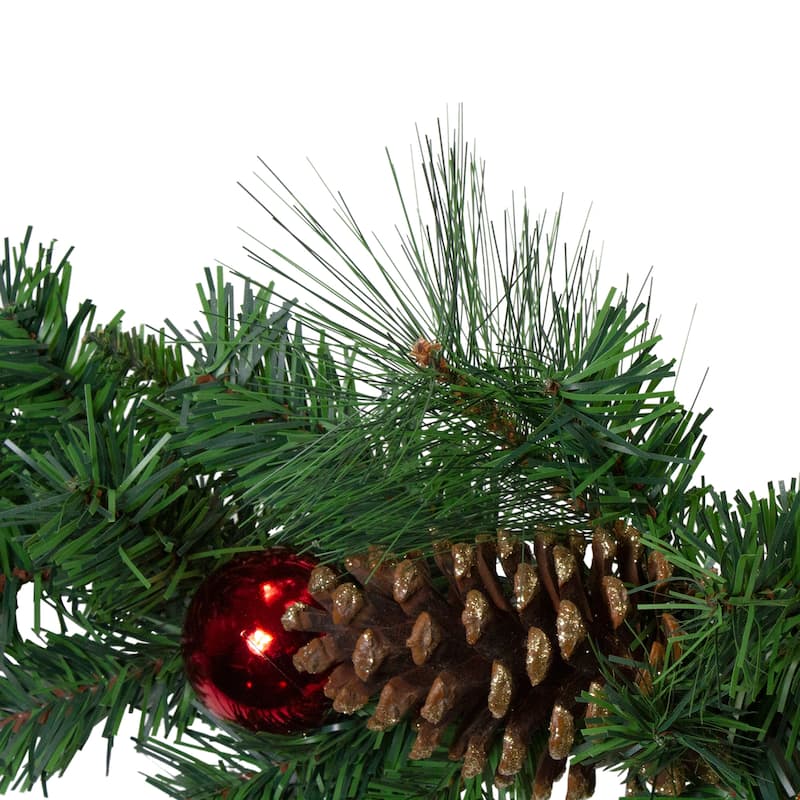 6' x 10" Pine and Poinsettias Artificial Christmas Garland - Unlit