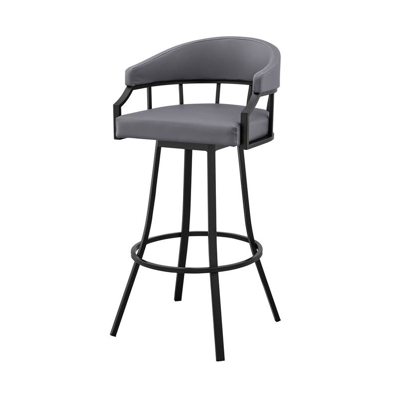 Faux Leather Swivel Bar Chair with Iron Frame and Footrest