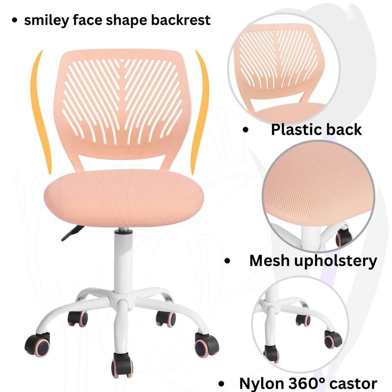 HomyLin Armless Swivel Kids Desk Chair with Mesh Padded Seating