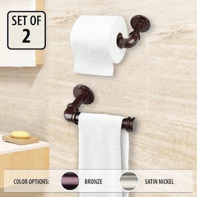 InStyleDesign Industrial Pipe Design Single Toilet Paper/ Towel Holder - Set of 2