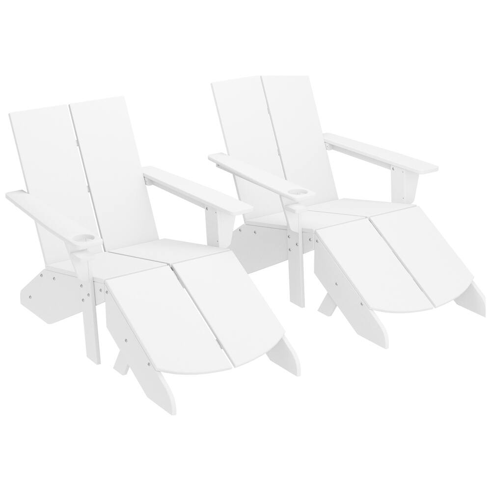 Coastin Modern Poly Adirondack Chair With Ottoman (Set of 2)
