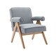 preview thumbnail 5 of 13, Fabric Leisure Chair with Solid Wood Armrest and Feet